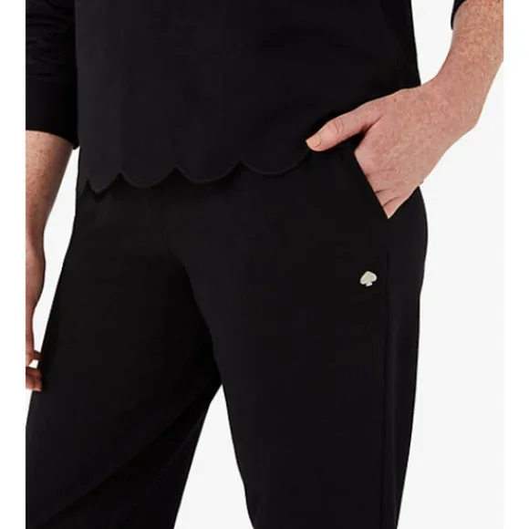 kate spade black scalloped jogger lounge set sweatshirt sweatpants size M nwt - Picture 4 of 7